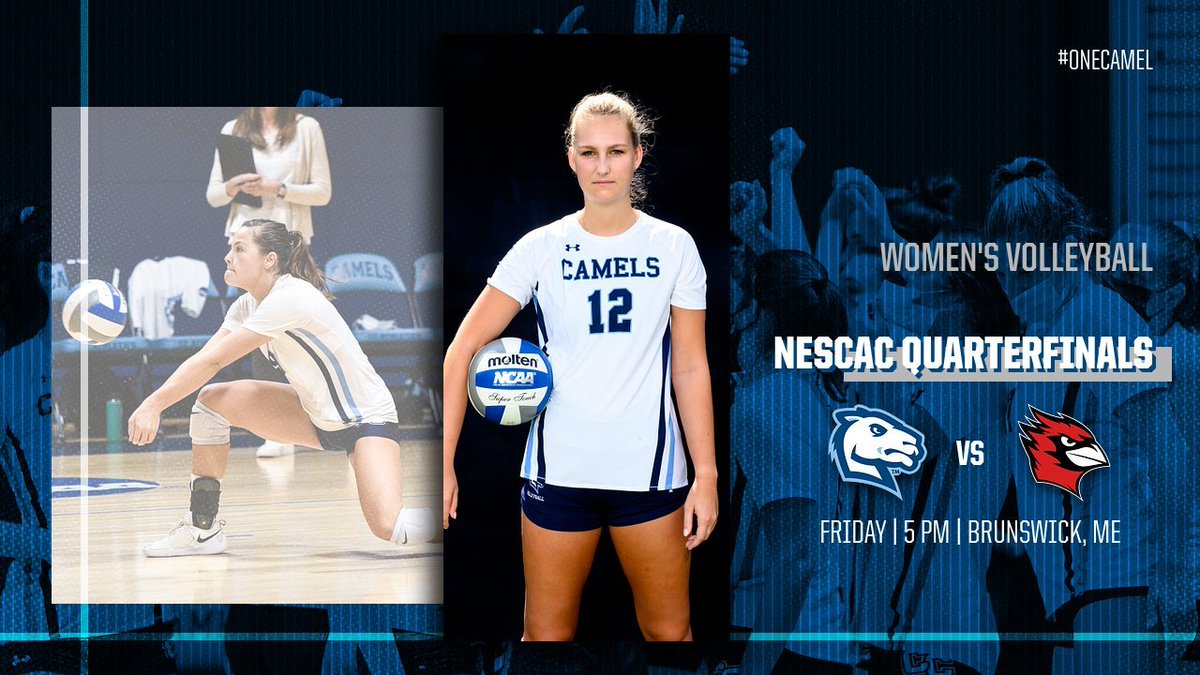 CamelAthletics's tweet image. The road to the finals begins today! @CCVB1 travels to Maine for the quarterfinals of the NESCAC Tournament. The Camels take on Wesleyan at 5 PM. Watch the match live at the link below. #GoCamels 🐪🏐
📹 bit.ly/2GJ95dt