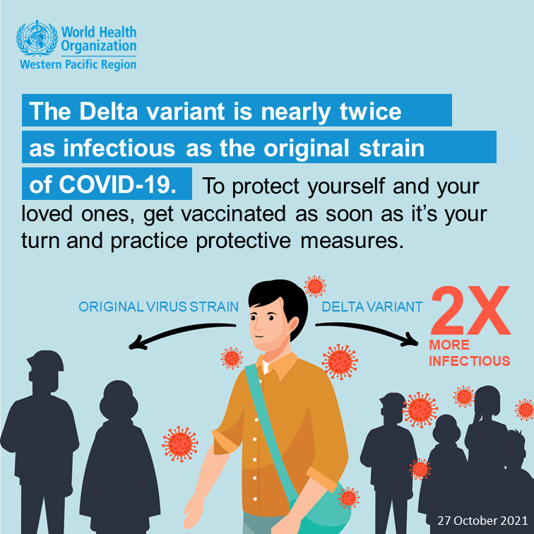 The #Delta variant passes more easily between people than other variants of the coronavirus. The good news is that protective measures recommended for #COVID19 also work against Delta. 

Get vaccinated as soon as it’s your turn and continue to #DoItAll!
