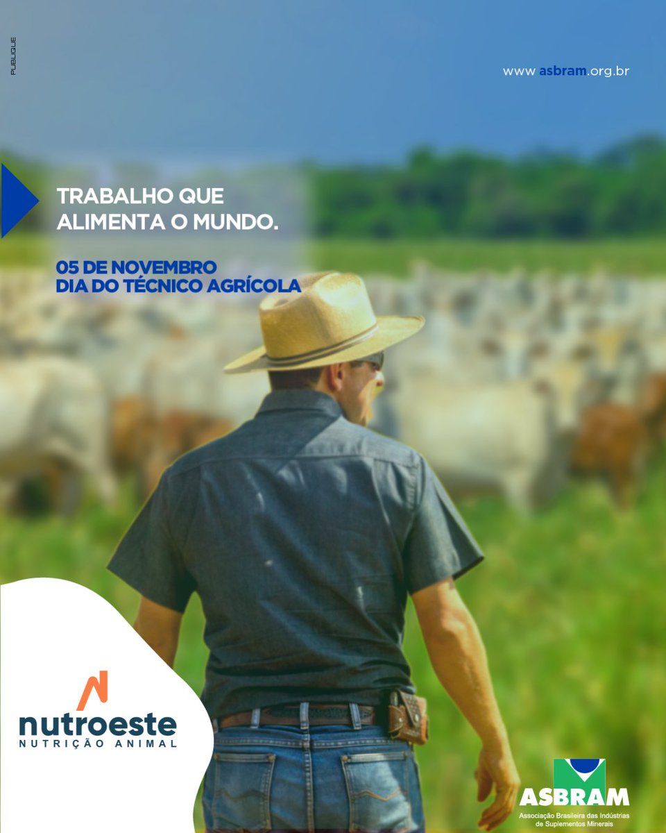 NUTROESTE's tweet photo. Hoje é dia de celebrar os profissionais que trabalham para o desenvolvimento técnico, ambiental, social e econômico da produção brasileira.
.
Parabéns Técnicos Agrícolas!
.
siga @asbram_org
.
#somosnutroeste
.
#tecnicoagricola #diadotecnicoagricola #nutroeste #nutricaoanimal https://t.co/ZuCy0ybQUj