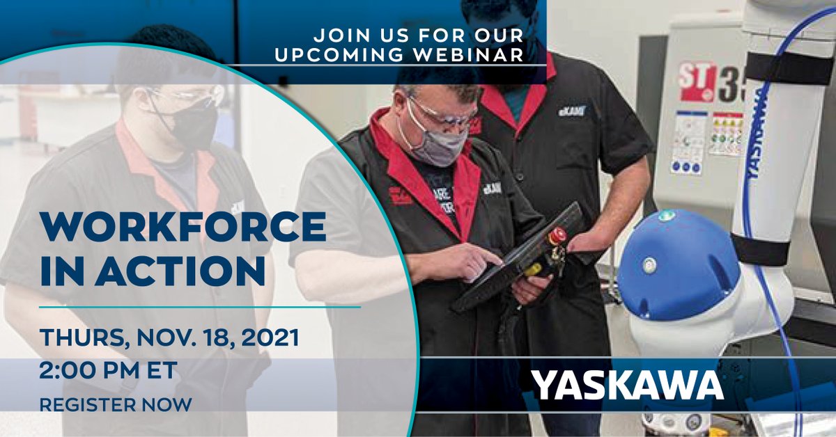 Yaskawa_Motoman's tweet photo. How can YOU be part of the #workforce development solution? 

Register for a discussion on preparing the workforce of tomorrow! You’ll hear about #eKAMI's #training center and how it prepares people to be machinists, #robot #programmers &amp; more! https://t.co/ogv6tGUXhG https://t.co/bblNsO1Pm9