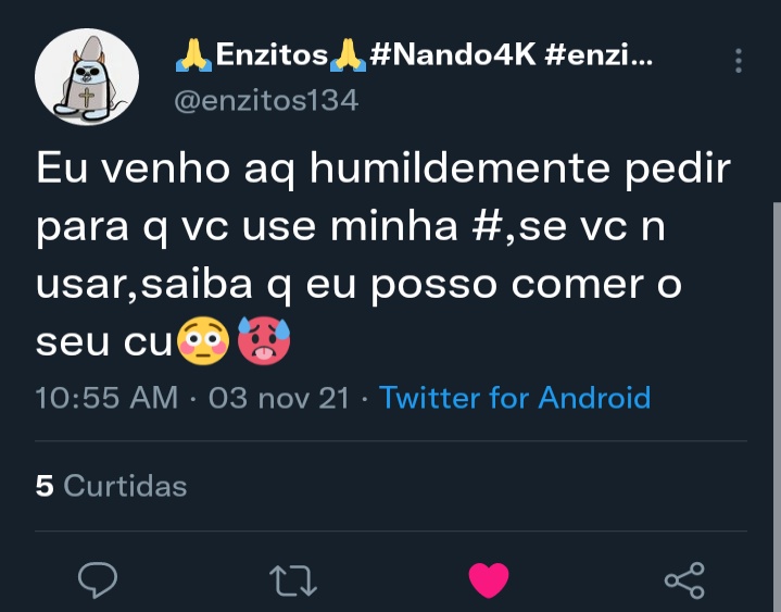 OutEnzitos's tweet photo. N vou usar a # hehe😈 https://t.co/viJNabxBza