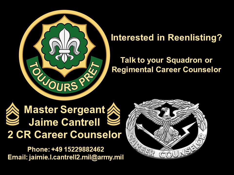 Questions about reenlisting? Talk to your career counselors. 2CR strives to retain its most talented Soldiers like Sgt. Jon Gonzalez! #AlwaysReady #TraintoWin #StrongerTogether #USARREC #reenlist #11B #GoArmy