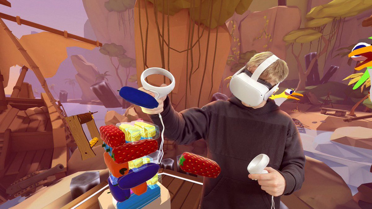 vr_arcadia's tweet photo. Play JENTRIX with Mixed Reality! 🍉

Available on App Lab: https://t.co/vYCEbK2m7I

#JENTRIX #OculusQuest #madewithunity https://t.co/KQBHi7uYEe