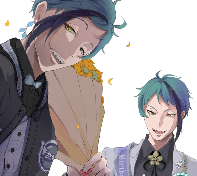 間に合いそうにないので途中だけでも…!明日完成だします#リーチ兄弟誕生祭2021 #ツイステファンアート 