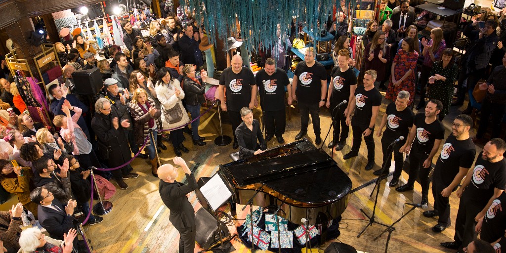 LibertyLondon's tweet photo. London Gay Men's Chorus at Liberty. Back for another year, the @LdnGMC returns to Liberty on Nov 14th, officially dropping the curtain on Christmas with a spectacular show in the Central Atrium.  Sunday 14th November. 11:30am ✨ https://t.co/4V0LR55SKW