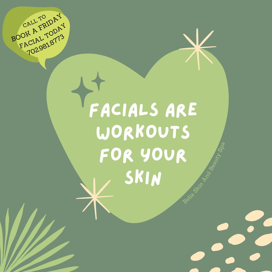 BeliaLasVegas's tweet photo. Belia is back with another Friday💚 Call 702.981.8773 to book your Friday facial today! 😄😎🧖 #belia #skinandbeauty #lvspa #flawless #Friday #facials #waxings #lashes #tinting #microderm #cavitation #estheticianlife #bookings #newclients #lasvegas #moisturize #cleanse #lookgood https://t.co/o3DcFBTdLK