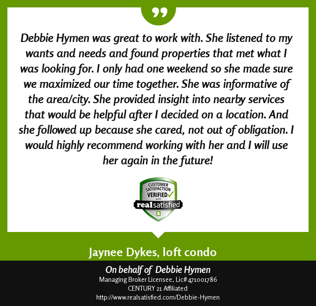 ProperDeb's tweet image. Nothing is more encouraging than a good client testimonial. realsatisfied.com/Debbie-Hymen via @realsatisfied