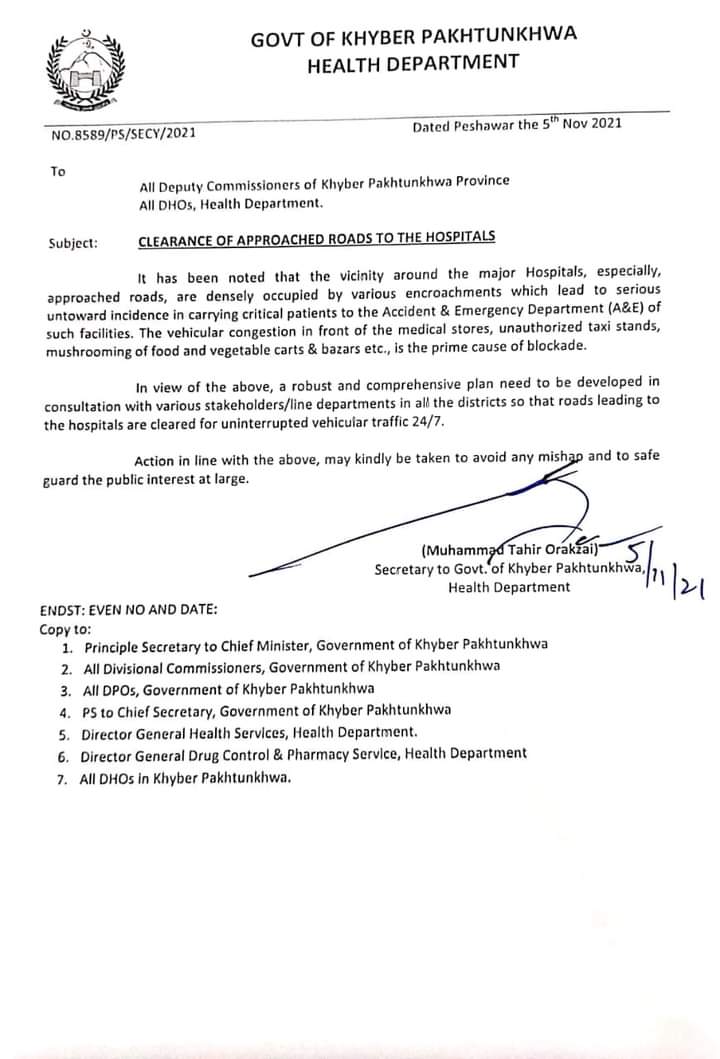 orakzai1's tweet photo. ہسپتالوں سے منسلک روڈز کو تجاوزات سے پاک کرنے کےلئے ڈپٹی کمشنرز اور ڈی ایچ اوز کو 
ہدایات جاری کردی
@Jhagra 
@IMMahmoodKhan https://t.co/njniR8Y0vm