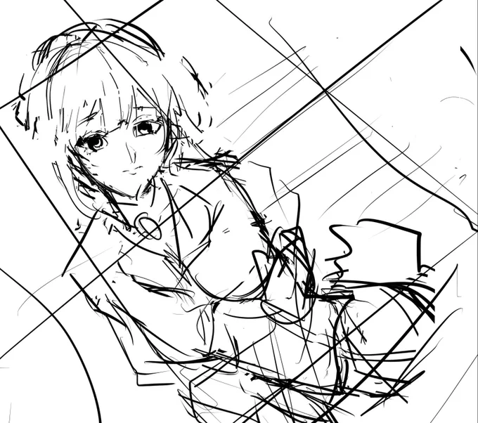 やっとまあまあしっくりくるラフが描けた 