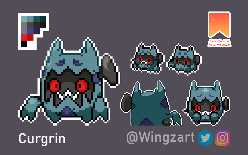 wingzart's tweet photo. Aquí mi primer sprite! Curgrin, Fakemon de @EBaruON #retoebmon https://t.co/P0ouCGetxK