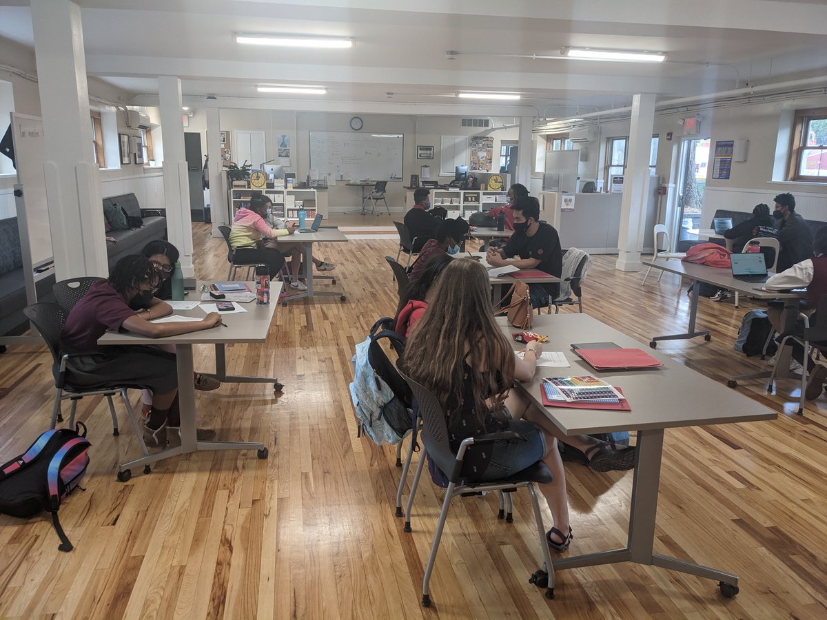 CCC_sings's tweet photo. The Math Practice Program is going strong at the new CCC office. With small sectional classes and 1-on-1 coaching with @swarthmore students, our students are gaining confidence in their math skills, and it's showing in the classroom! #cccmath https://t.co/rBey6T9J8J