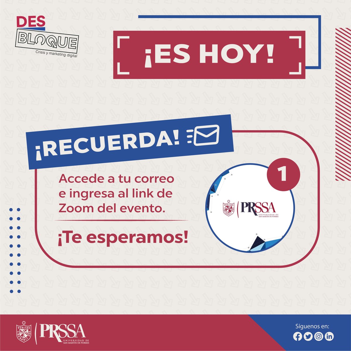 ¡Es hoy! ¡Es hoy! 🤩

🕑 Empezamos a las 2 p.m. 

No olvides que al asistir a ambas charlas obtendrás el beneficio de un certificado por las horas lectivas.

🚨Recuerda: Las inscripciones cierran al medio día.
✅Link de inscripción: bit.ly/3BXQeFv
