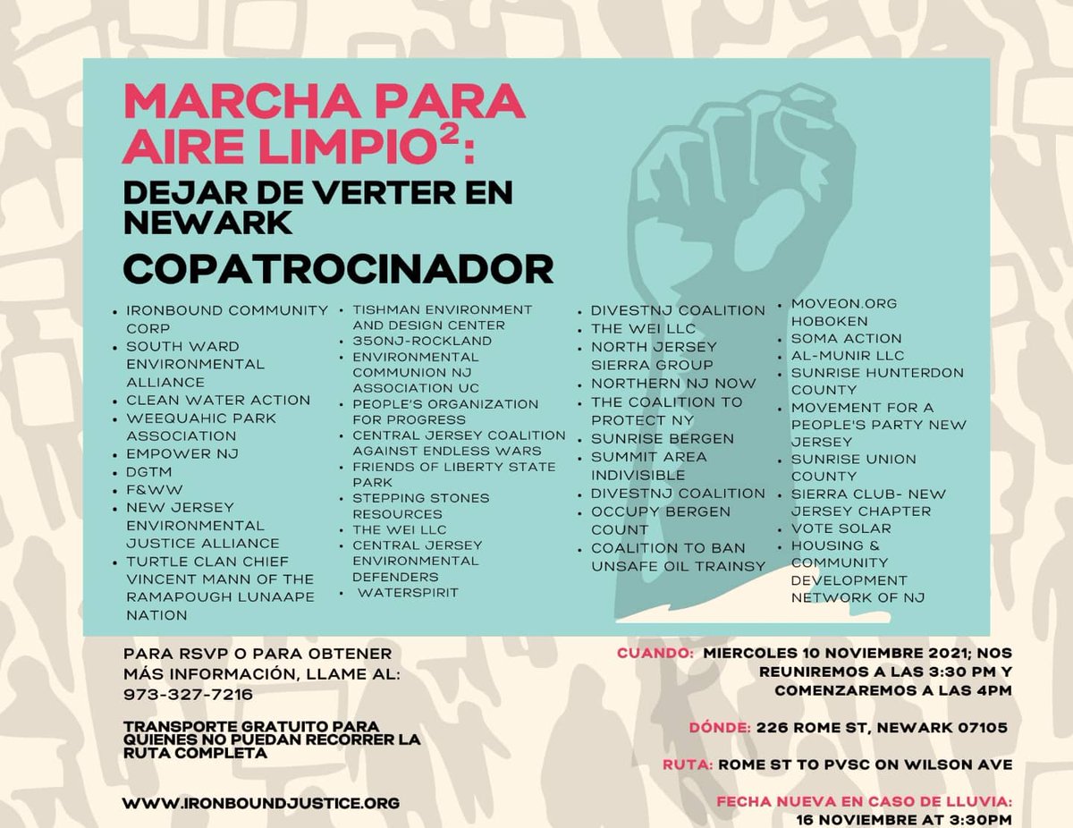 IronboundCC's tweet photo. March For Clean Air! Stop Dumping on Newark!
Where: Sharpe James/Kenneth A. Gibson Rec Center at 226 Rome Street, Newark, NJ
When: Nov. 10th from 3:30 - 5:30pm
RSVP here! https://t.co/DooVNdtLP3
#StopShittingOnNewark #StopTheSludge #StopDumpingOnNewark https://t.co/EA7SQXCgJk