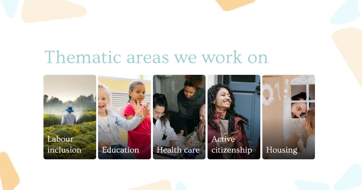 Includ_EU's tweet photo. #IncludEU is structured around key thematic areas consistent with the #EU #ActionPlan on #integration: #labourinclusion #healthcare #education #activecitizenship #housing
More about these topics & the related #goodpractices in🇬🇷🇮🇹🇳🇱🇷🇴🇸🇮🇪🇸 at https://t.co/JBkMTKiC3z
#EUActionPlan https://t.co/VmWSPiFkhd
