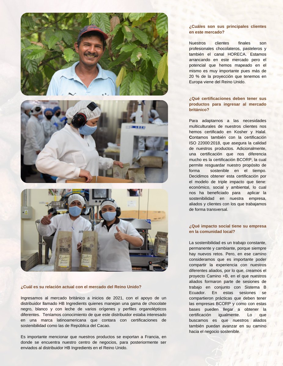 CamaraEcuBrit's tweet photo. Te invitamos a leer la entrevista realizada a Philippe Bongrain, Chief Executive Officer de la unidad B2B de @RepdelCacao en la revista #Links y conocer como la sostenibilidad es un factor clave en su modelo de negocio.
 https://t.co/B6pkXnZnjM
links@camarabritanica.com.ec https://t.co/XMTXwmmqio