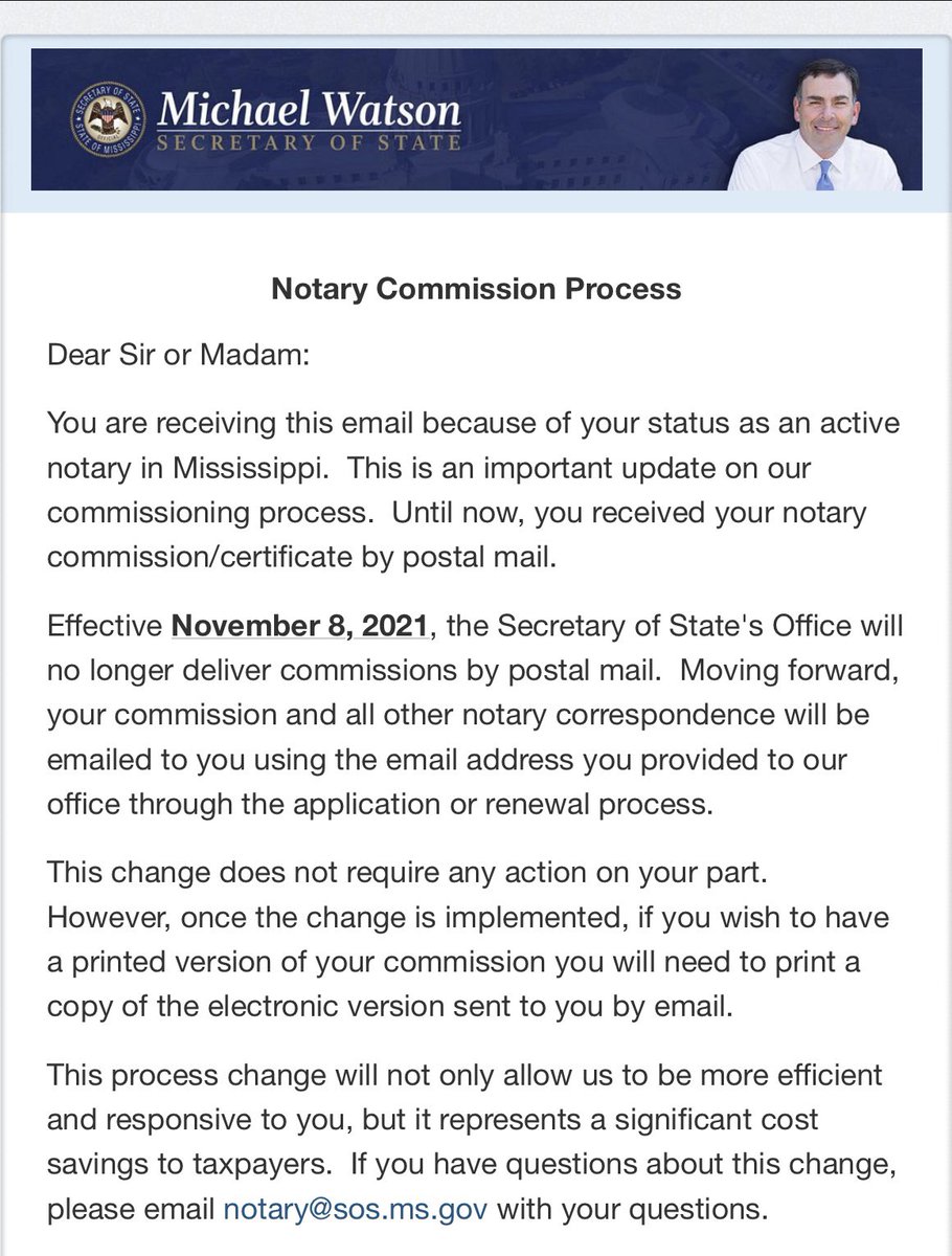 HicksNotaryVPS's tweet photo. Mississippi Notary Commission Process is changing effective November 8, 2021.
#MississippiNotaries #notarypublic #notariespublic #mississippinotarypublic #notarylife #mobilenotary #notaryoffice https://t.co/Wq3wol1FsQ