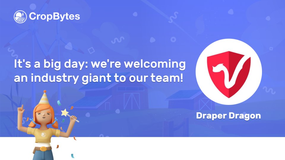 CropBytes's tweet photo. There’s a new name on the farm board! 🥳🎉

Stoked to announce that @DraperDragon has joined our team. What an awesome day for this news🚀🤘

Follow this link to know more about our new investors: https://t.co/l6HBK2LU2X https://t.co/5rGKFSnTvm