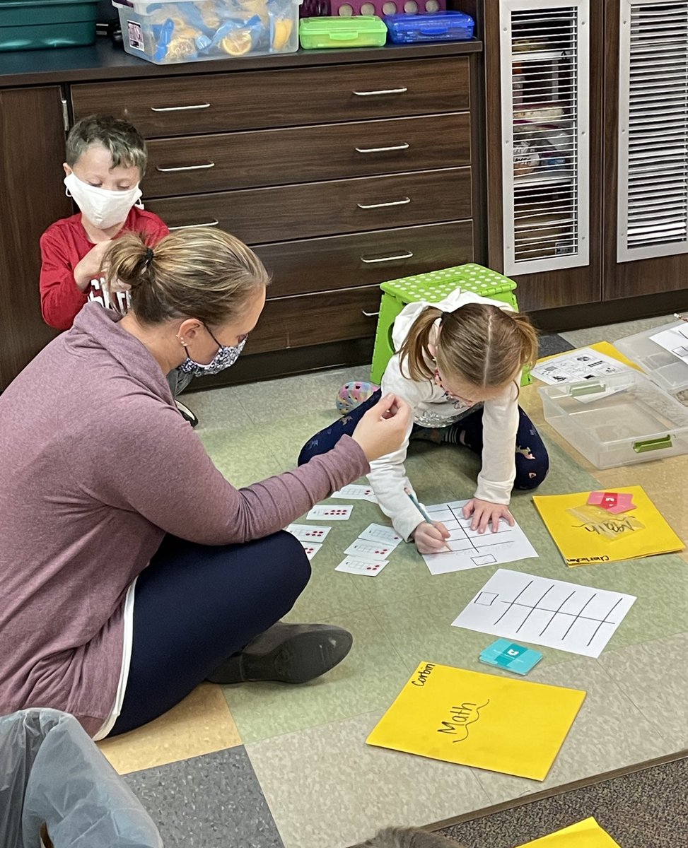 Visiting K-2 classrooms to see math work places. Choice, teacher feedback, the use of math vocabulary, and collaboration between peers is helping our students become more fluent in math. 💚🐾