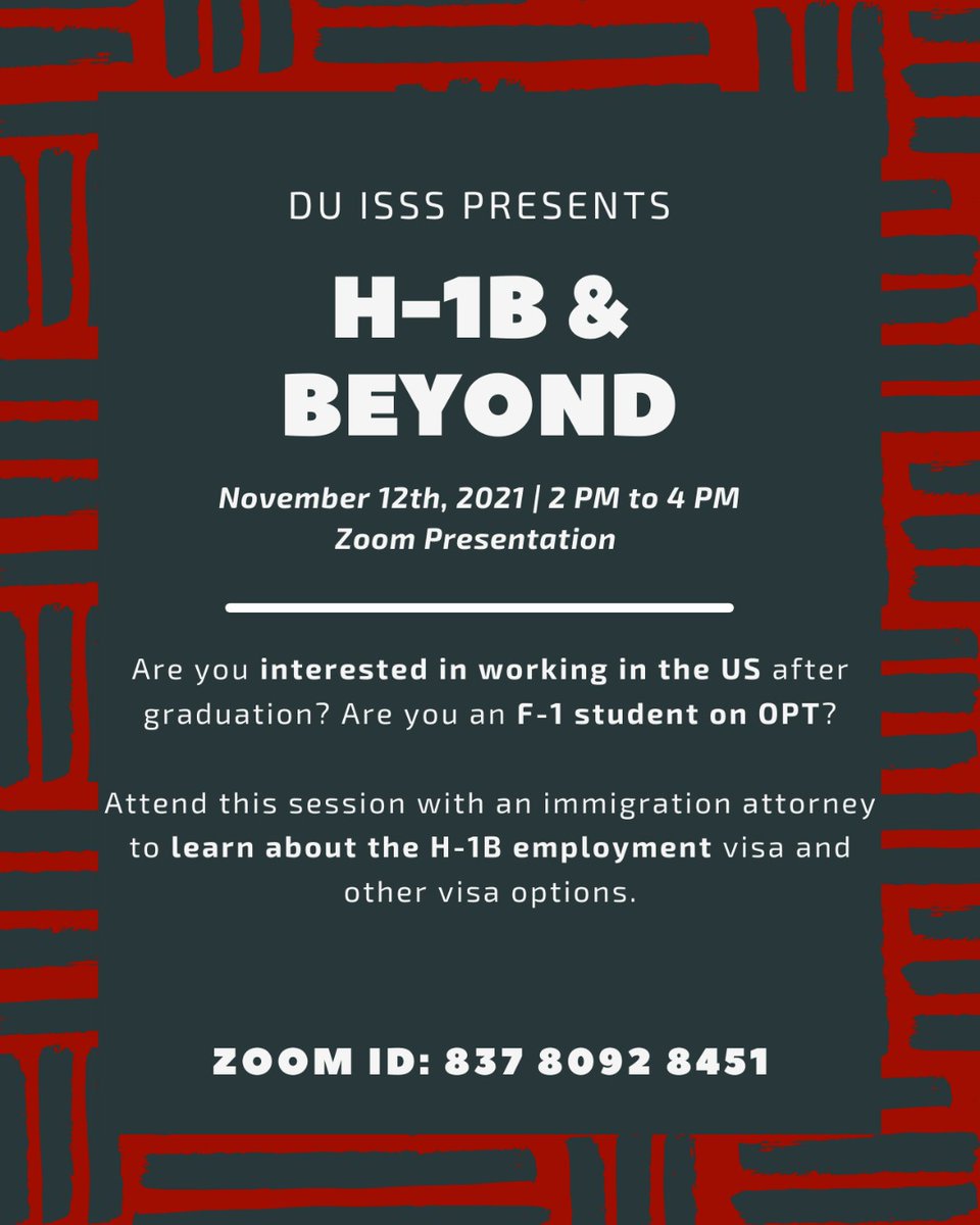 IsssDu's tweet image. One week from today - Bring your questions on H-1B and Beyond to be answered by our ISSS specialist and an immigration attorney.