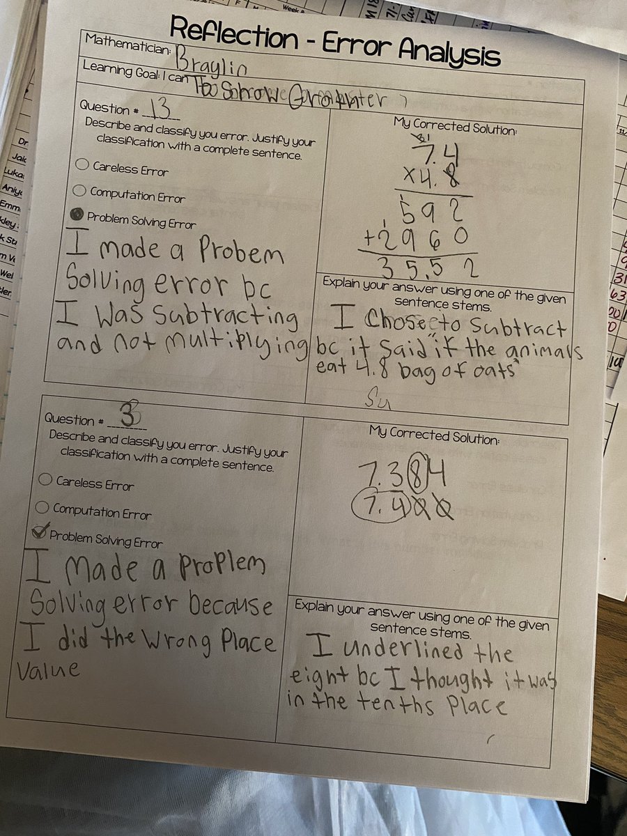 Reflecting on our mistakes is always one of my favorite things to do with my students! #ActonFam