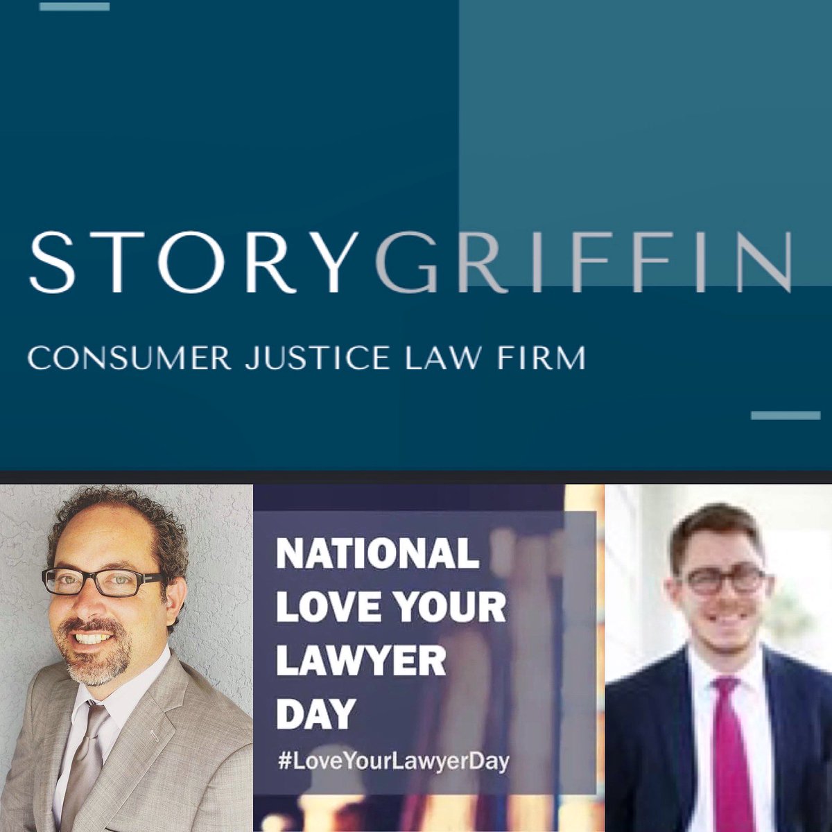 NicoleStory19's tweet photo. It is Love Your Lawyer Day! Shout out to attorneys Max Story &amp; Austin Griffin for the amazing work they do from pro bono cases to multi million dollar class actions their dedication to their clients is unparalleled.  @MaxStoryLaw #loveyourlawyerday #maxstorylaw #storygriffinlaw https://t.co/pzRTkfNrpz