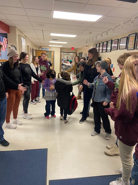 KHSTheatrics's tweet photo. One Act cast and crew went to Emerson Elementary today to start the day off with cheers and high-fives! We had a blast seeing all of the students and starting their Friday morning off with a smile! @ryanhogue24 @JGanz23 https://t.co/oyAdRnkPAz