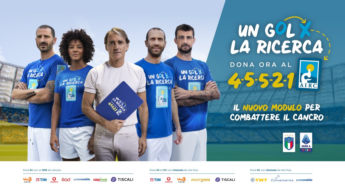 È questo il momento di fare squadra con <a href="/AIRC_it/">Fondazione AIRC per la ricerca sul cancro</a>. Facciamo tutti insieme un Gol Per La Ricerca mandiamo ora un sms al 45521 o doniamo su airc.it

➡️ legaseriea.it/it/sala-stampa… 

#GolPerLaRicerca #èquestoilmomento #airc