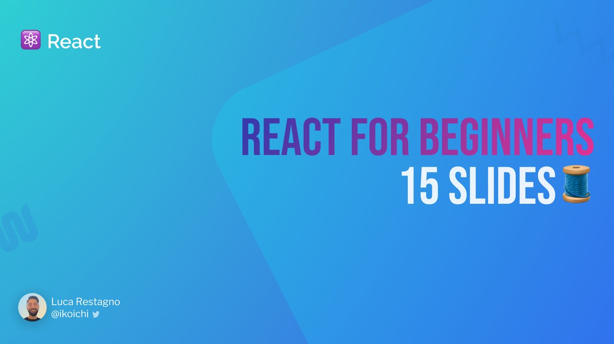 ikoichi's tweet image. ⚛️ Learning React?
15 slides that help you in understanding the basics of React! 🧵 👇