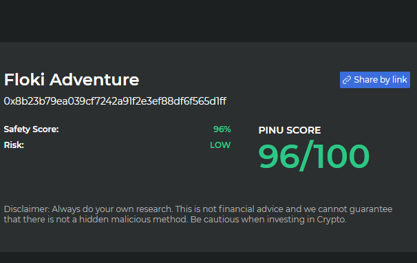 PinuScanner's tweet photo. Amazing Score @flokiadventure 
$FIAT #FIAT scored 96/100 on the Crypto Coin Scanner!

This could run like $FLOKI $SHIB $DOGE

CCS is powered by @InuPirate $PINU looking for malicious code that could affect your investment. DYOR

Learn more at https://t.co/CLNdr7ybTZ https://t.co/rMtvW8iBBZ