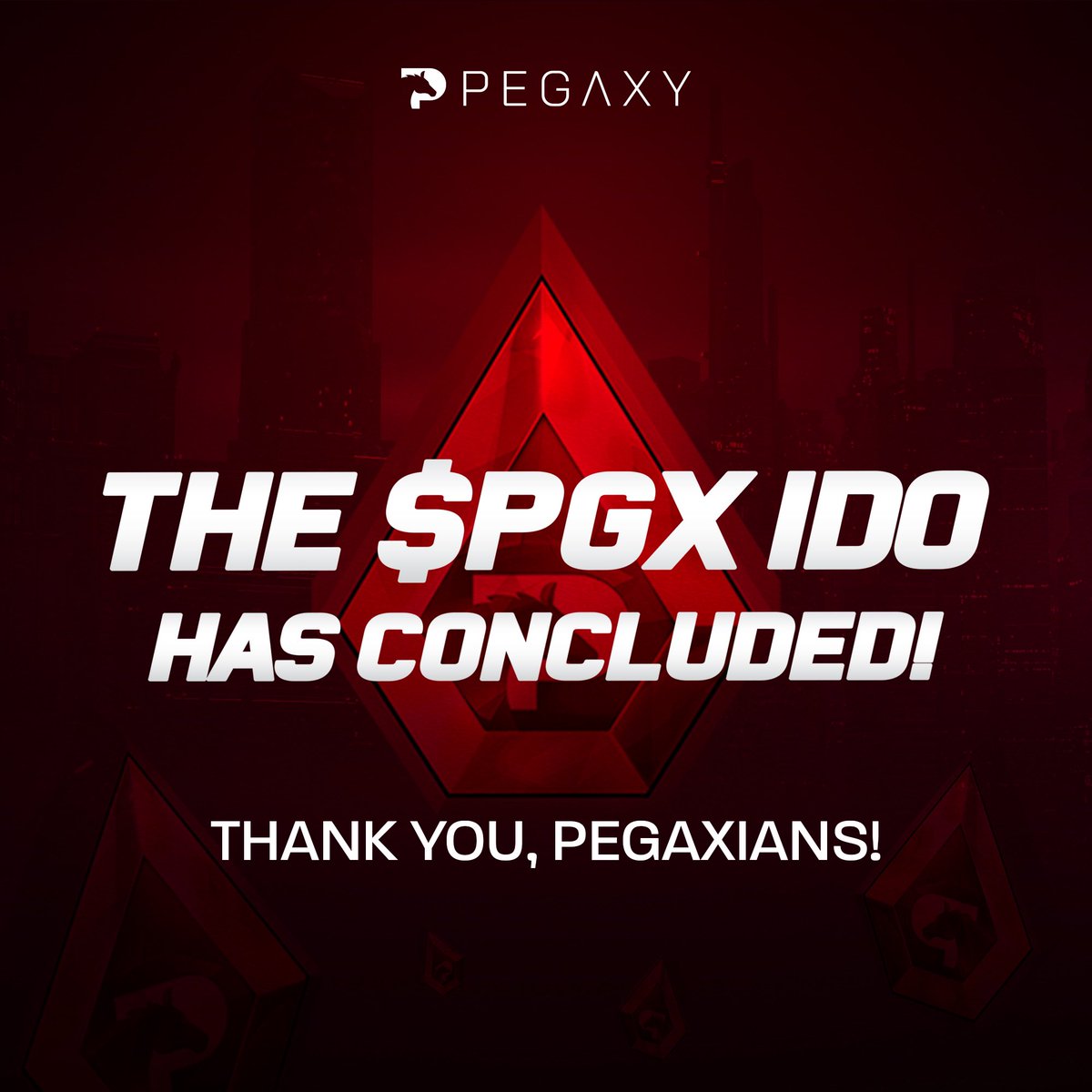 The $PGX IDO has successfully concluded. 😤 A massive thank you to everyone who participated! 💪🏼💰

Next countdown, game launch! 🚀🐎

Are you ready, Pegaxians? 🤝