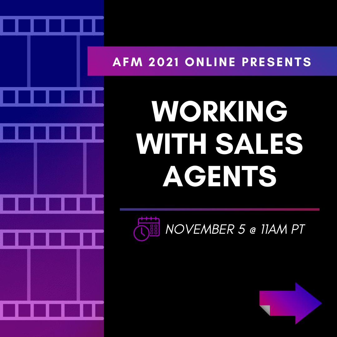 AFMOFFICIAL's tweet photo. To reach the global audience, an #indie producer’s best ally is their international #SalesAgent🤝
Watch @FilmModeEnt lead a discussion w/ experts from @Lionsgate @MisfitsLDN @the_blackhouse & Idiot Savant Pictures & on how to find/work with the ideal Sales Agent!
#AFMSessions https://t.co/8dzhRkWTgu