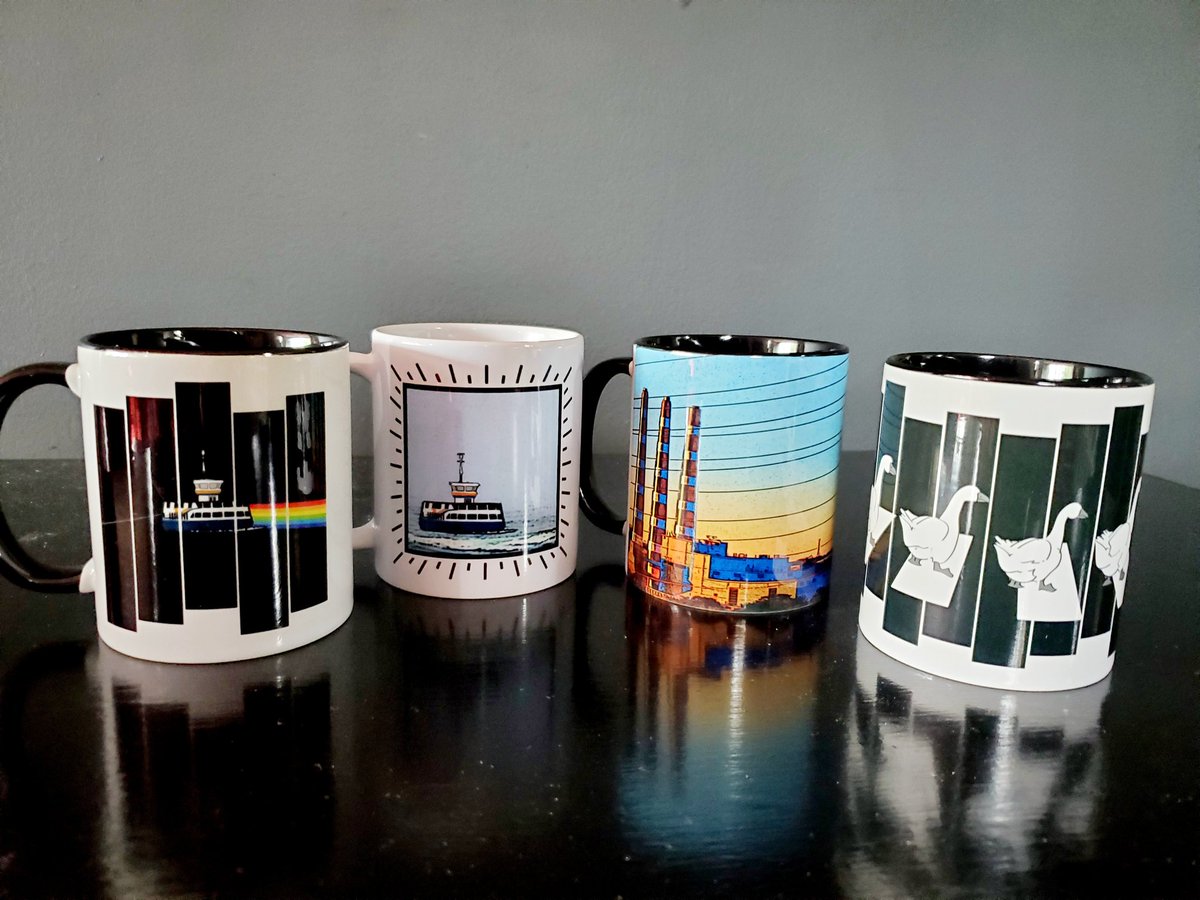 Hey Dartmouth - look what just arrived! Brand new mugs - Darkside, Ferry Crossing, Tuft's Cove, and Abbey Road Geese. Available in person now and online soon ☕