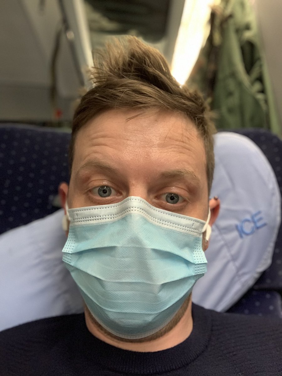 nateadams's tweet photo. On a train to Berlin to have a Pils or two with @OpheliaBottom! So excited. Also ICE trains are nice. Good wifi, comfy chairs and now I’ve logged of work I’m gonna put my seat back and snooze. #trainelf https://t.co/OGeFDrcuha