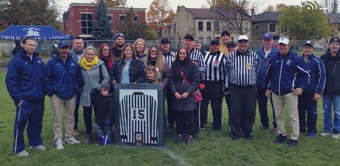 A special thank you to the London Football Officials, as well as the CCH and MTS football teams for your support and love yesterday. Dad wouldn’t be happy about all the attention, hence the rain/snow that fell at times, but he would have loved that we were all together. 💙