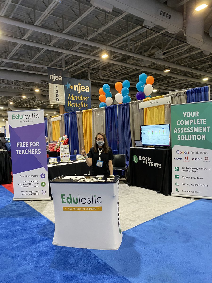 Ileanabeta's tweet photo. Another beautiful day at the NJEA convention! 🙌

Come say hi, learn about how you can sign up for a free @Edulastic teacher account, get a demo, and pick up some swag! Booth 1212. 
#njed #NJEAConvention #edtech #freeforteachers https://t.co/wu1fS1HE5X