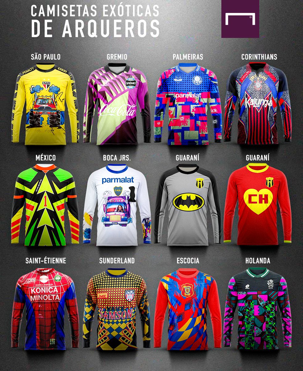 Goal_en_espanol's tweet photo. ¡Las camisetas de portero más curiosas! 😮⚽

¿Quién recuerda aquella época en la que los uniformes del arquero eran tan diferentes? 👕🤔

¿Cual es tu favorita? 😍🤩 https://t.co/HMl7NhtZdu