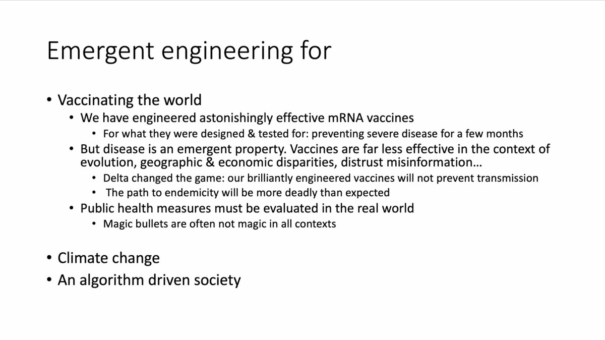 sfiscience's tweet image. &quot;The vast majority of robots are built for controlled environments...[and, be it with robots or vaccines] magic bullets work horribly outside of the environment for which they were intended.&quot;

— @UNM+SFI&apos;s @MelanieEMoses on lessons from #EmergentEngineering: