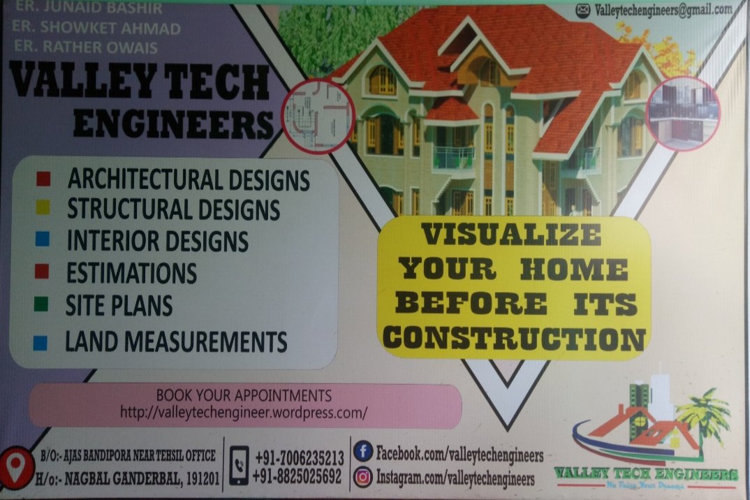 GhRasoolRather2's tweet photo. For  construction of prettyish &amp; colossal Residential Hangout in a modern style at diminished cost Consult Er.Owais encharge Valley Tech.Engineers North Kashmir, Branch Office at Ajas near Tehsil Office District https://t.co/oi1Lxo4N1w No.7006235213 https://t.co/ciwNOpeBe6