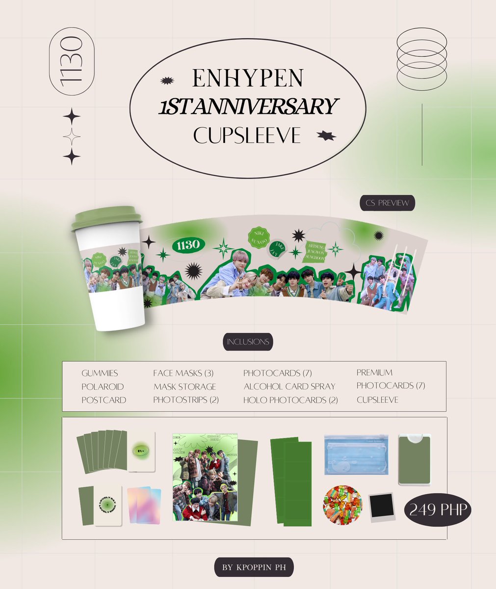 Kpoppinnph's tweet photo. ✨ENHYPEN 1ST ANNIVERSARY CUPSLEEVE✨
by kpoppin' ph

come celebrate with us and get this cupsleeve package! 🥰

FOR ONLY 249 PHP ! 💖

DOO: UNTIL OOS [30 slots only!!]
DOP: 50% PAYO, rem. balance before shipment

order form: https://t.co/667oPtCLmF

1 package= 1 raffle enty 👀 https://t.co/iqu5dbgdl3