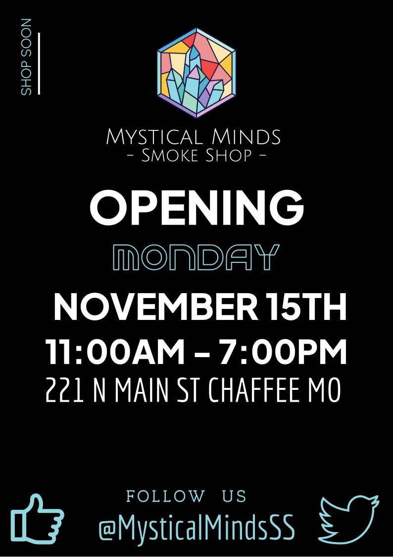 MysticalMindsSS's tweet photo. #GettingCloser #OpeningDay #MysticalMindsLLC #SmokeShop #ChaffeeMO #SpreadTheWord https://t.co/kTplJTUTJE