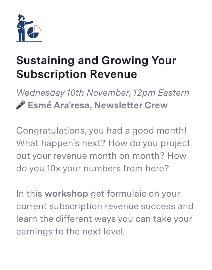 newslettercrew's tweet image. Want to know what we&apos;re talking about on next Wednesday at #BeyondWriting bootcamp? See below! Who&apos;s coming? 💰

🌱  newslettercrew.com/bootcamp #newsletterwriters #