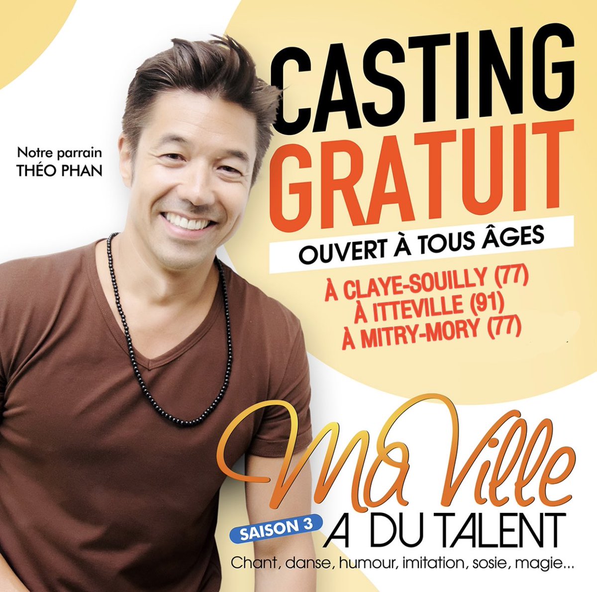 Il reste quelques jours pour postuler à ces 2 castings gratuits en cours à Itteville (91) et Claye-Souilly (77).
Concernant Mitry-Mory (77), les audition auront lieu début 2022, inscriptions déjà ouvertes sur mavilleadutalent.com