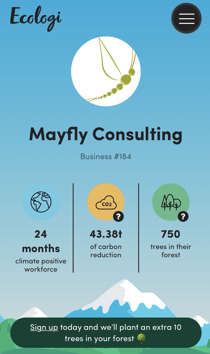 mayflyconsult's tweet photo. It’s not difficult or expensive to #offset #co2 Mayfly have (with ecologi’s help) planted 750 trees now. #COP26 https://t.co/W7lKOEn3HU