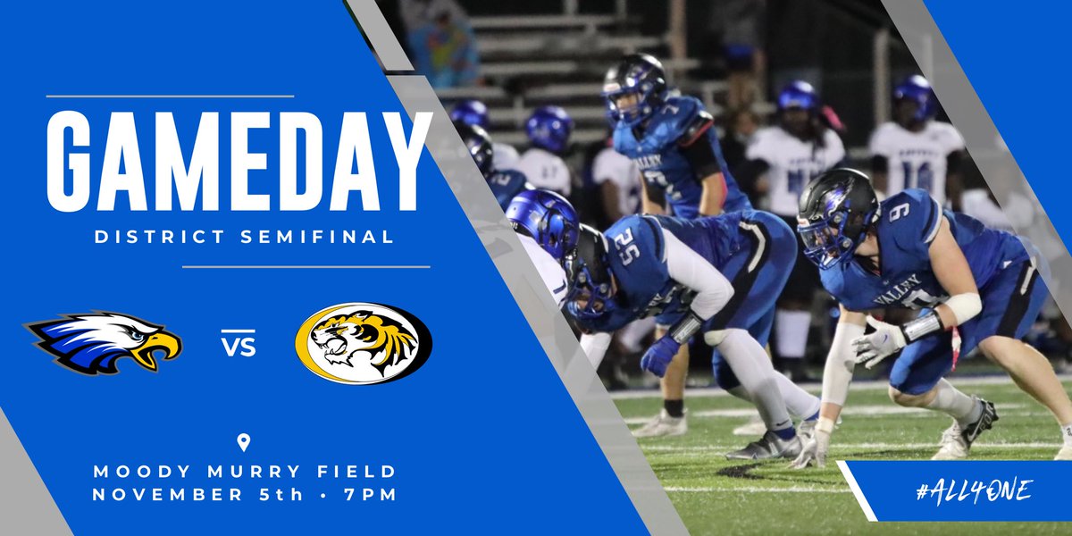 🏈🦅 GAMEDAY 🦅🏈
District Semifinal

🆚 Smith-Cotton Tigers
🏟 Moody Murry Field
📍Grain Valley, MO
⏰ 7 PM
📺 youtube.com/c/GVHSEagleMed…