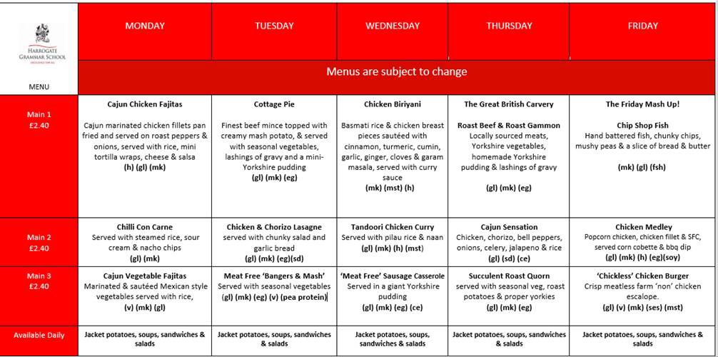 HGS_TheHub's tweet photo. @HarrogateGS 
Week to View Menus W/C 8th November https://t.co/vdsAMPNviW