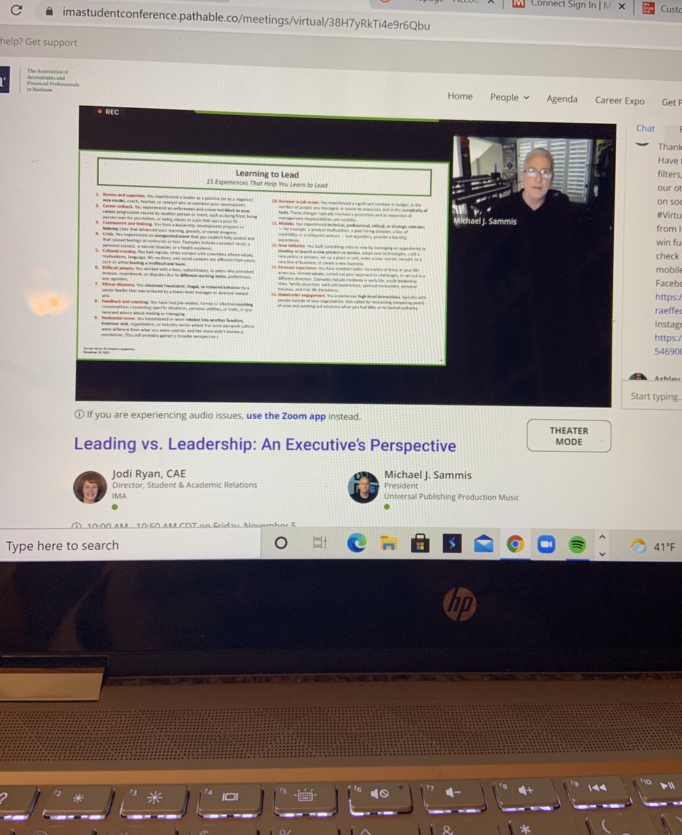 cookccspeaknow's tweet photo. I learned so much from Mr. Sammis about the music industry and leadership! I’m thankful for this experience! #virtualslc2021 @IMA_News https://t.co/VYT2o9btpz