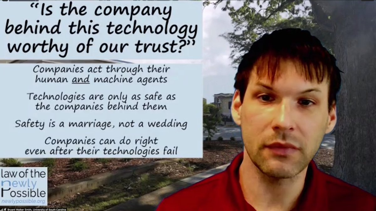 sfiscience's tweet image. On the need to shift public conversation about new technologies to the critical evaluation of the people and companies deploying them, @bwalkersmith (@UofSC) explains what #EmergentEngineering looks like in the evolution of #trust and #safety in an age of rapid #innovation: