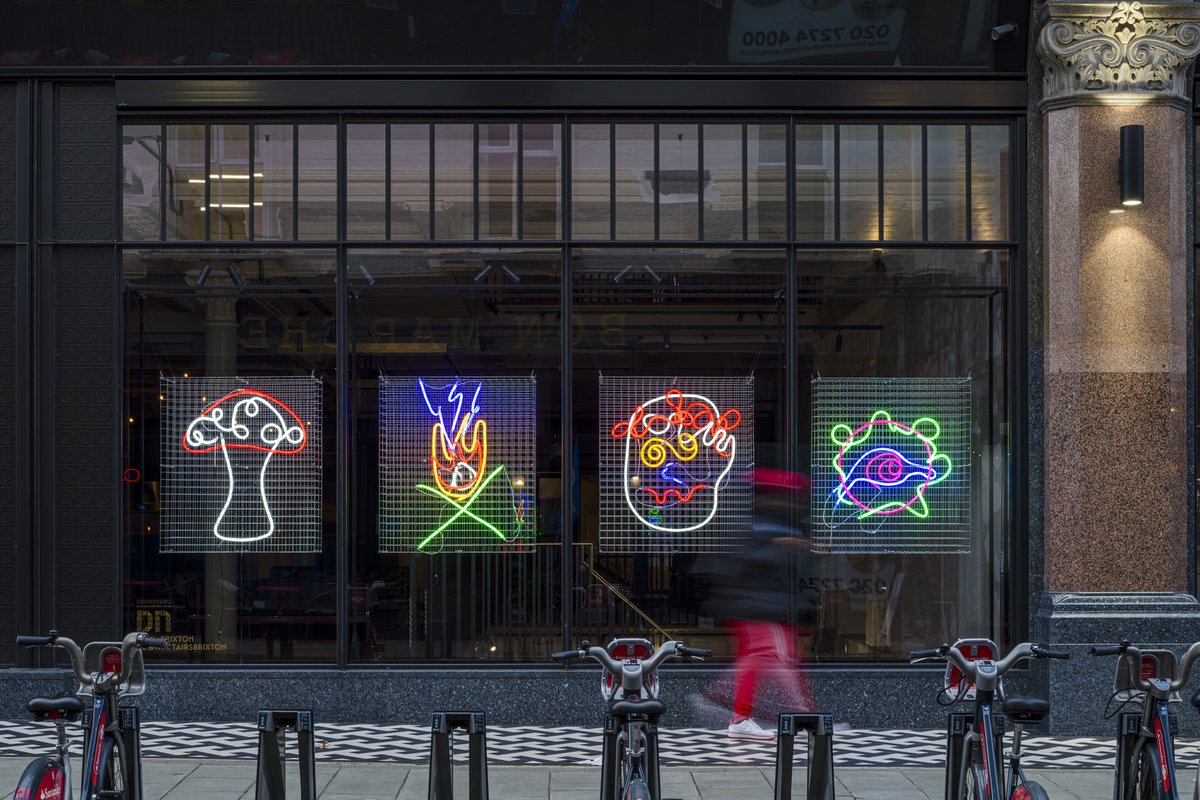 squirepartners's tweet photo. #WinterWindows are back for a 5th year! The installation created in collaboration with Year 6 students from @ReayPrimary was launched last night to mark the first day of #Diwali. Designs are associated with ‘Dreamland’ – the theme of the @BrixtonBID 2021 Winter Festival. https://t.co/ahEVBOoHTV