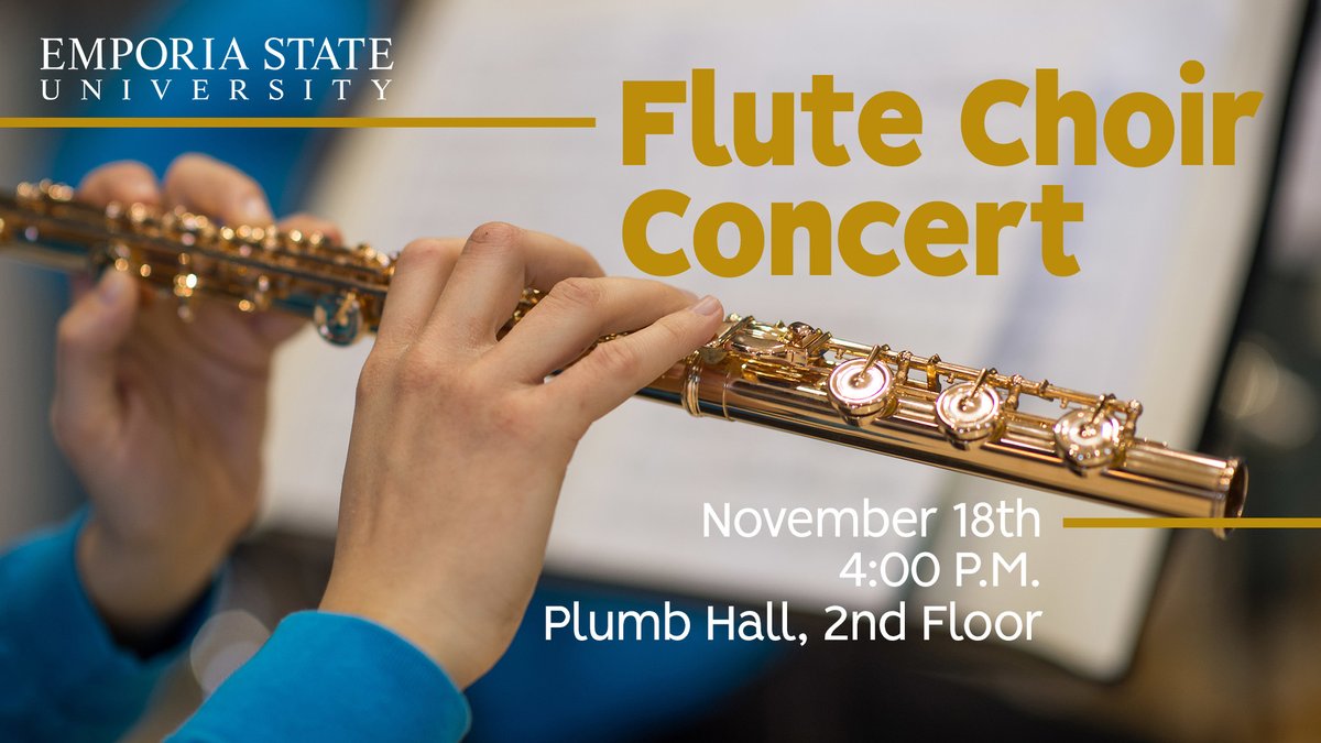 esumusicdept's tweet photo. Stop by Plumb Hall at 4pm on November 18th for our second Flute Choir Concert of the semester! For more information https://t.co/GvFf3RPJKe https://t.co/t0WvBOHYrN