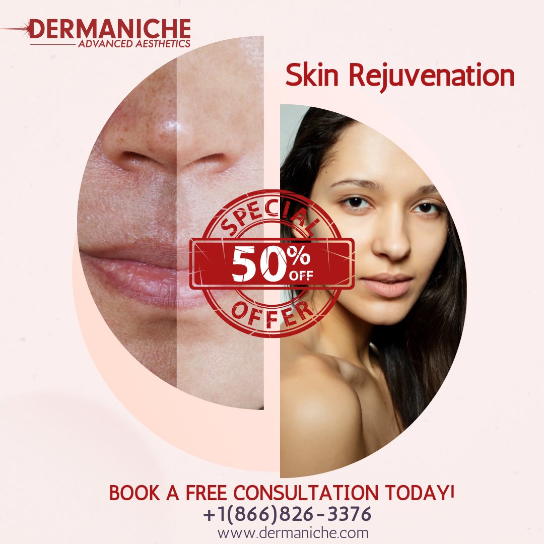 Feel refreshed and gorgeous in your own skin! 50% OFF any of our skin rejuvenation services! Limited time offer!
.
.
Book a free consultation : +1(866)-826-3376
dermaniche.com
#dermanicheaesthetics #skinrejuvenation #sundamage #almalasers